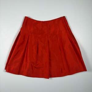 Banana Republic Petite Red Pleated Silk Shantung Mini Skirt